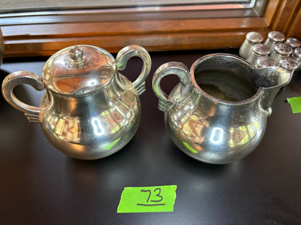 Marked 925 Silver Lidded Sugar Bowl and Creamer Set