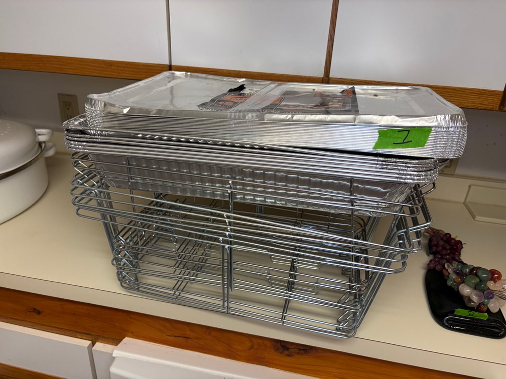 Bulk Lot of Aluminum Steam Table Pans with Wire Chafing Stands
