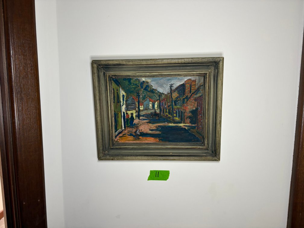 Impressionist Style Oil Painting of a European Village Street Scene