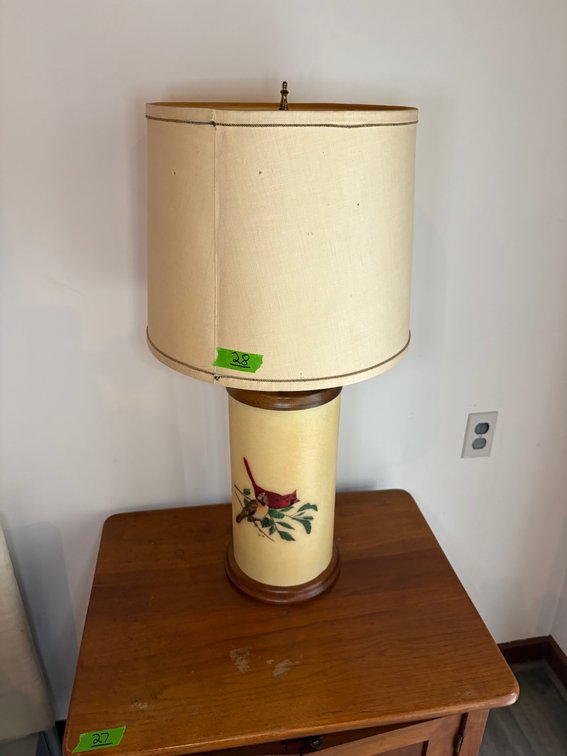 Table Lamp with Cardinal Illustration and Shade