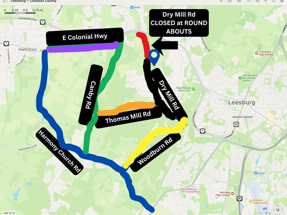 Alternate Routes: Dry Mill Road Closure