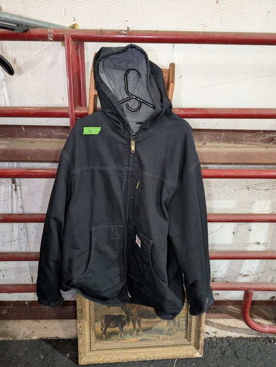 Carhartt Men's Black Heavyweight Canvas Hooded Work Jacket / Coat