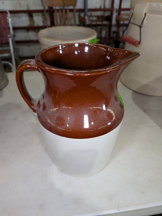 Two-Tone Brown Glazed Stoneware Pitcher