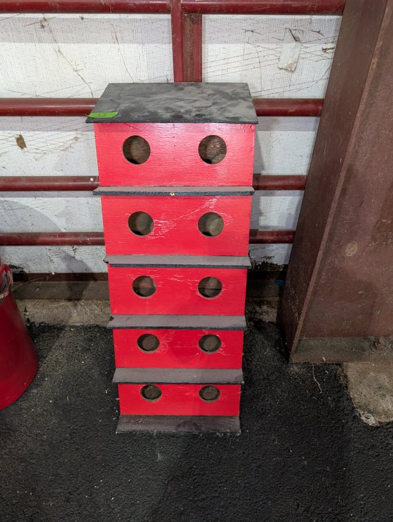 Hand-Painted Red Wooden Multi-Tier Birdhouse / Nesting Box Tower