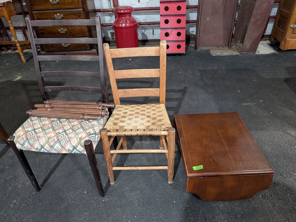 Ladderback Dining Chair with Upholstered Seat & Spindle Table