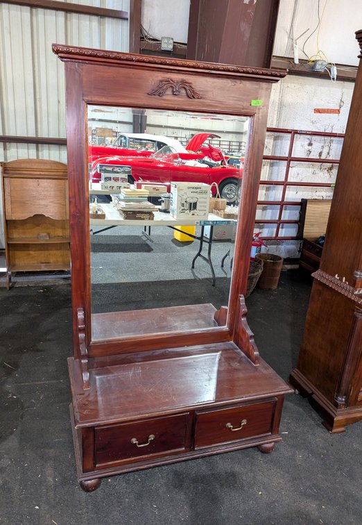 Mahogany Hall Tree / Dressing Bench Mirror Unit with Drawers
