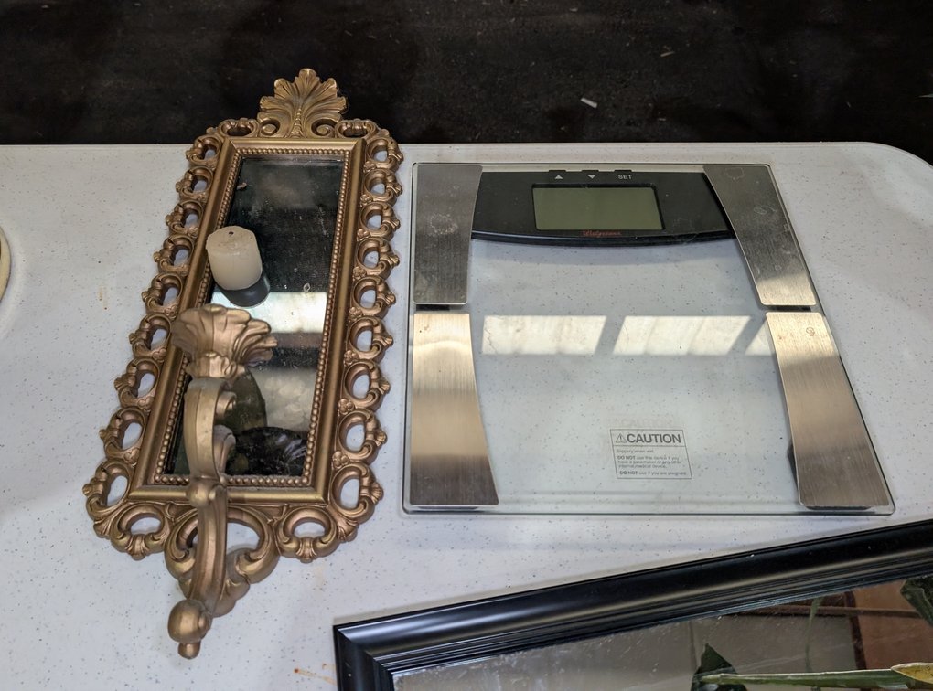 Pair of Vanity Mirrors incl. Black Framed Square Mirror & Ornate Gilt Framed Tray Mirror