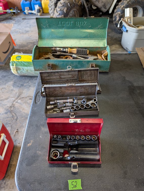 (3) Metal Toolboxes with Socket Sets & Hand Tools (Sears/Craftsman Included)