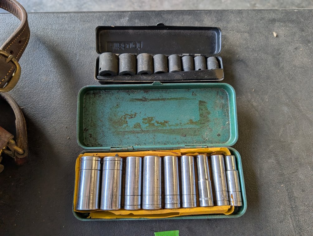 (2) Metal Socket Organizer Cases with Deep Well & Impact Sockets