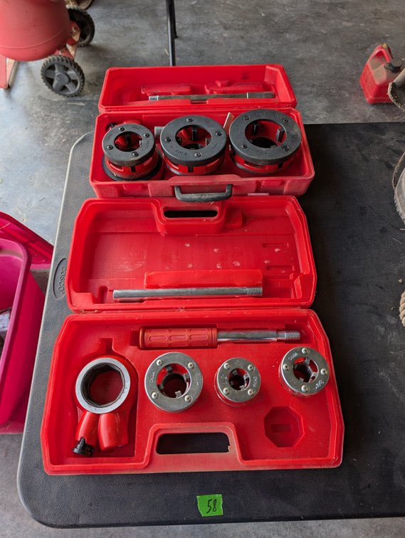 (2) Hard Plastic Cases: Pipe Threader Sets & Ratchet Handles
