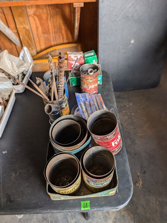 Metal Tins w/ Auger Bits & Masonry Drills