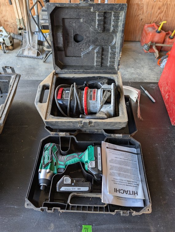 Hitachi 18V Cordless Impact Driver & Craftsman Router in Cases