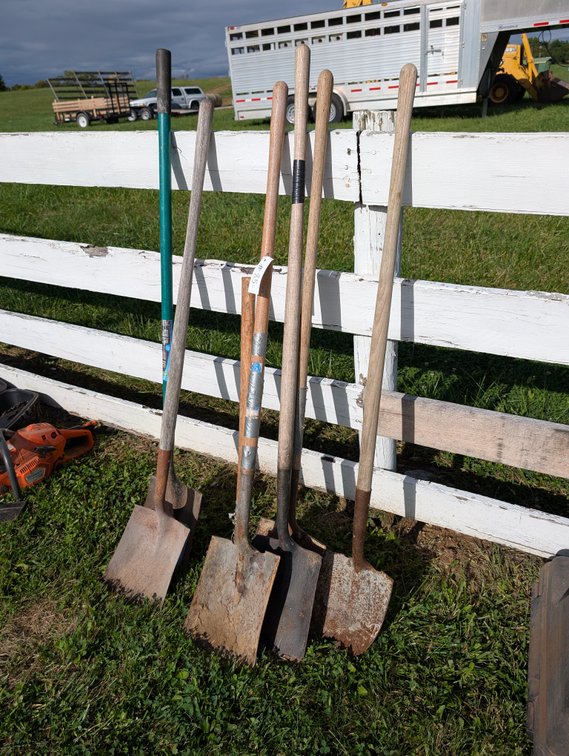 Assorted Long-Handled Round & Square Point Shovels