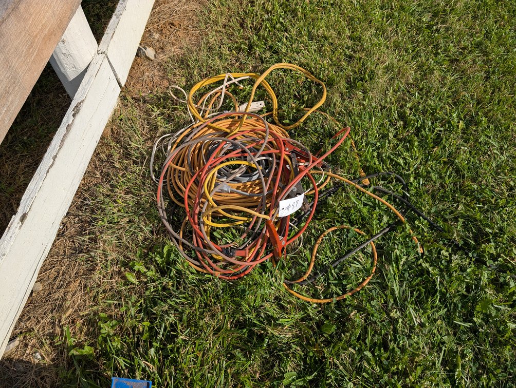 Outdoor Electrical Cord Lot: Extension Cords & Heavy-Duty Jumper Cables