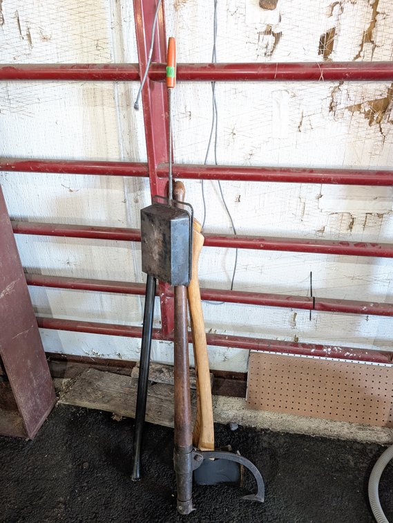 Fireplace Corn Popper, Axe & Long-Handled Tools