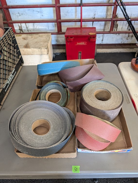 Assorted Rolls of Abrasive Sanding Belts & Paper