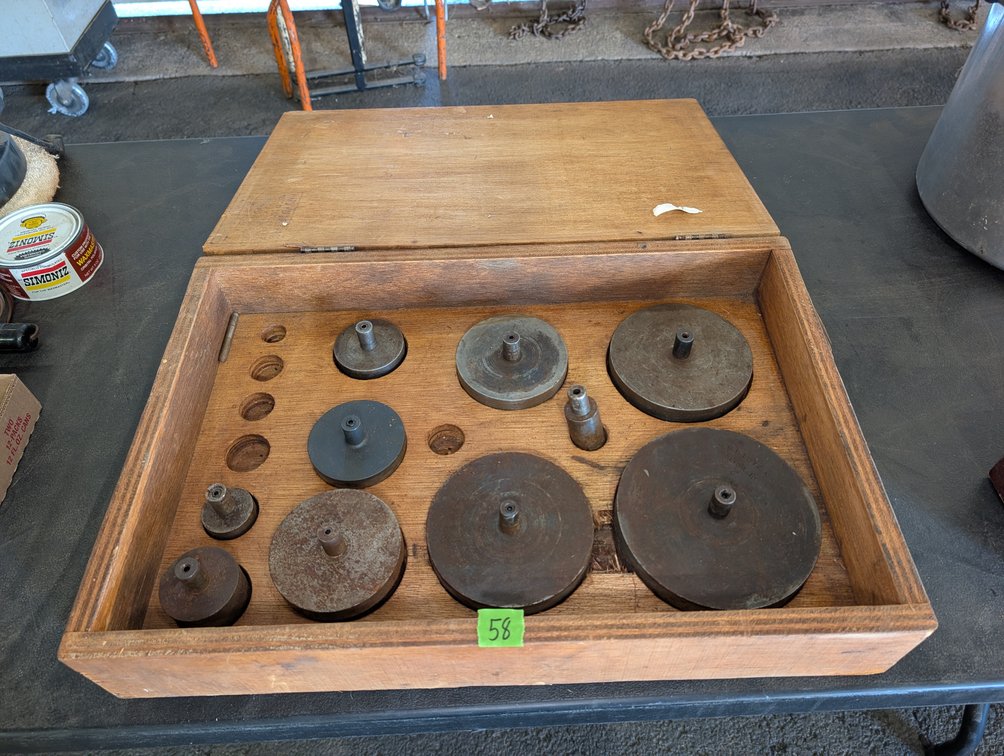 Fitted Wooden Box Set of Steel Punch Dies / Discs
