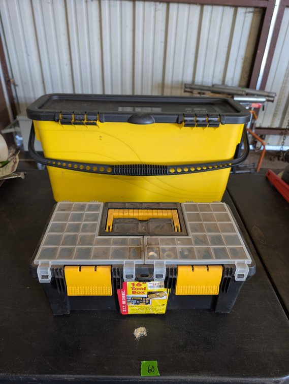 Plastic Storage Bucket with Lid & 16-Inch Plastic Organizer Toolbox