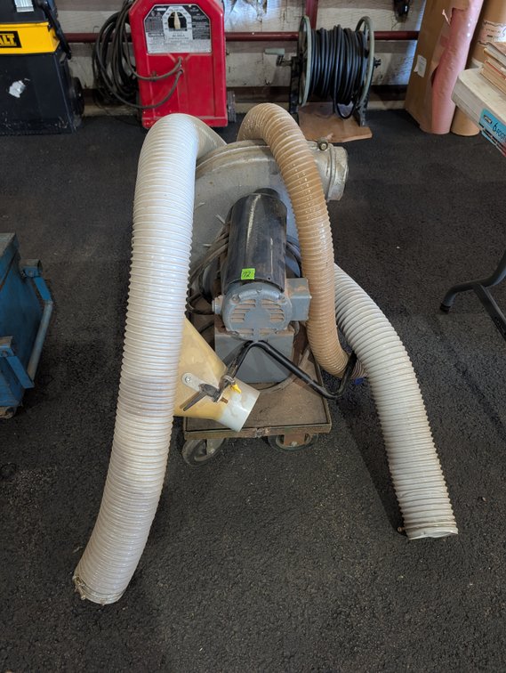 Portable Industrial Dust Collector / Blower Unit with Hoses on Caddy