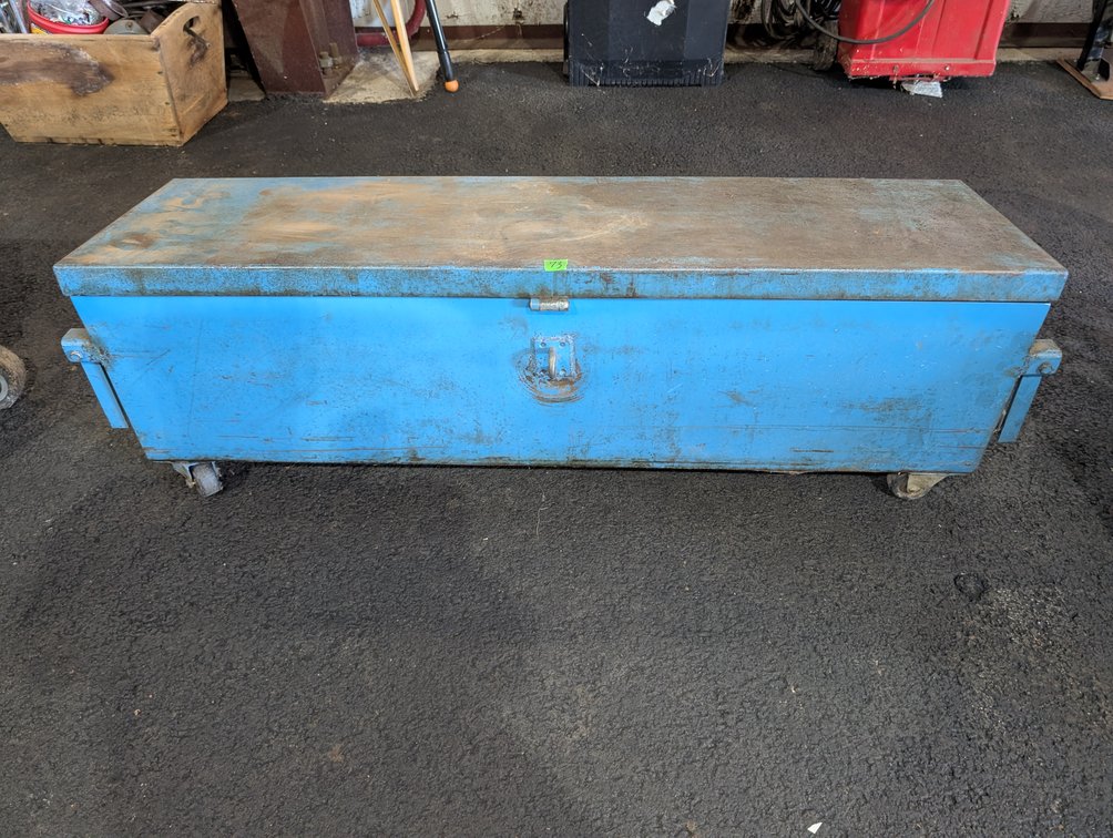 Large Heavy-Duty Blue Steel Rolling Job Box