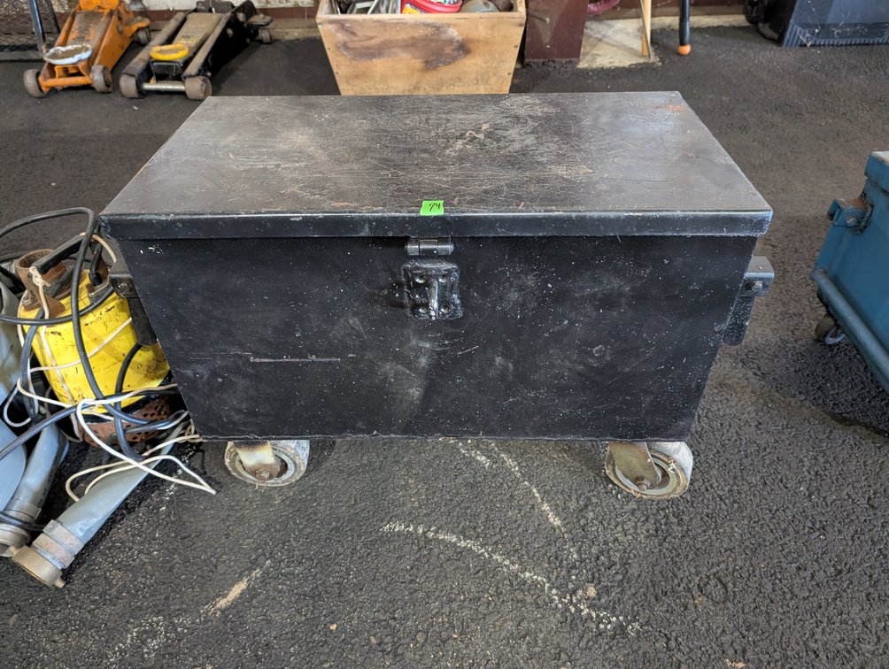 Heavy-Duty Black Metal Rolling Tool Chest / Storage Trunk