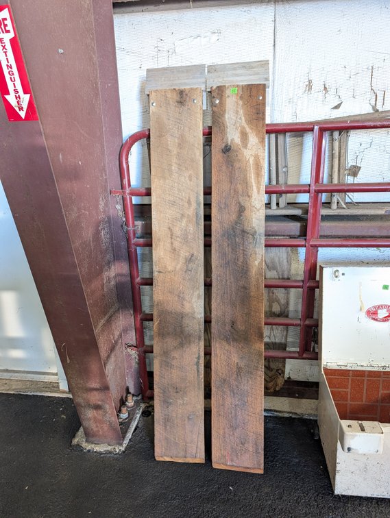 Pair of Heavy Wooden Trailer Loading Ramps with Metal Ends