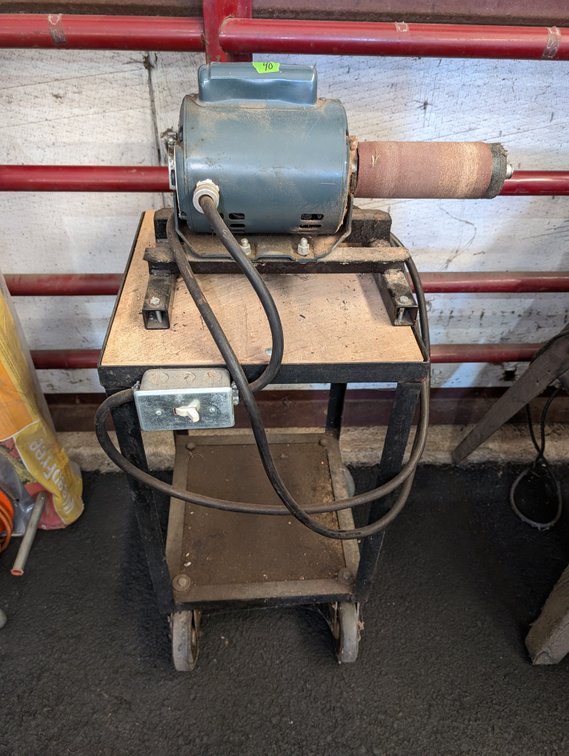 Custom Motorized Benchtop Drum Sander on Rolling Cart