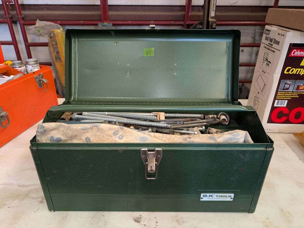 S-K Tools Metal Toolbox with Assorted Threaded Rods & Hardware