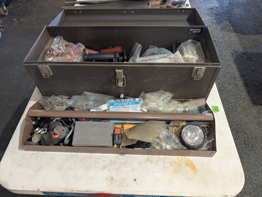 Kennedy Brown Metal Cantilever Toolbox Filled with Hardware & Supplies