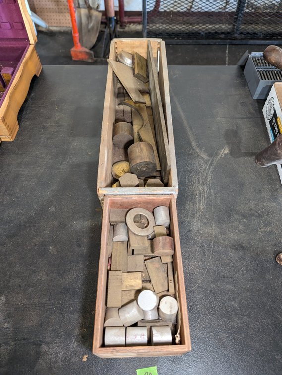 Pair of Wooden Organizers with Assorted Machinists' Metal Stock & Blanks