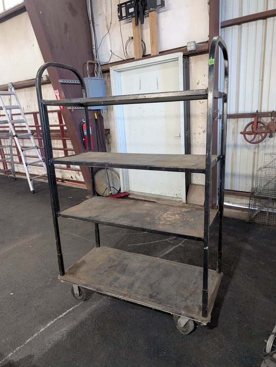 Heavy-Duty 4-Tier Black Steel Rolling Stock / Utility Cart