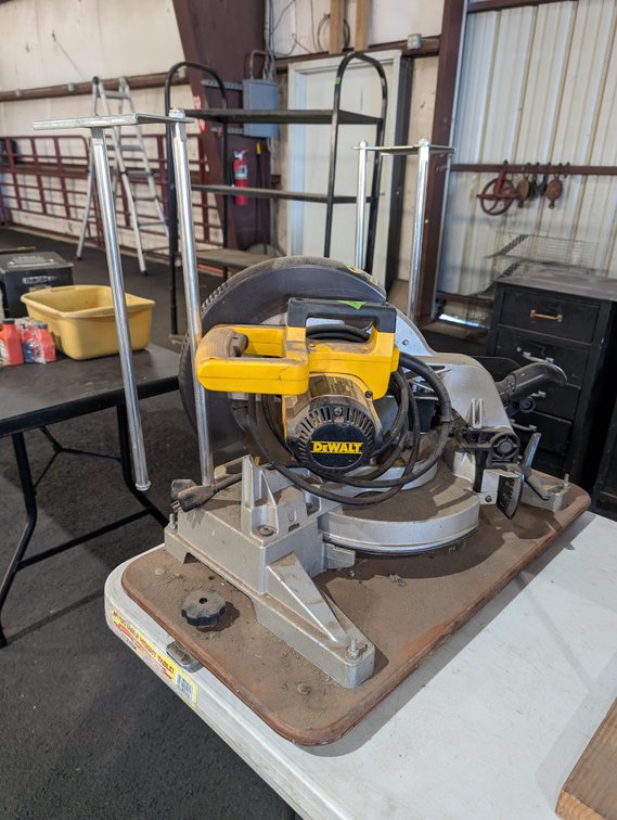 DeWalt Compound Miter Saw Mounted on Custom Stand