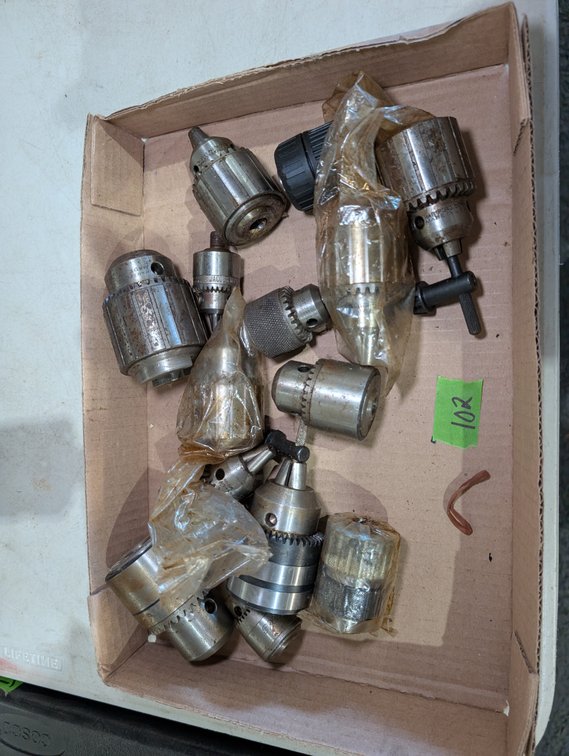 Flat Box Lot of Assorted Heavy Duty Drill Chucks & Keys