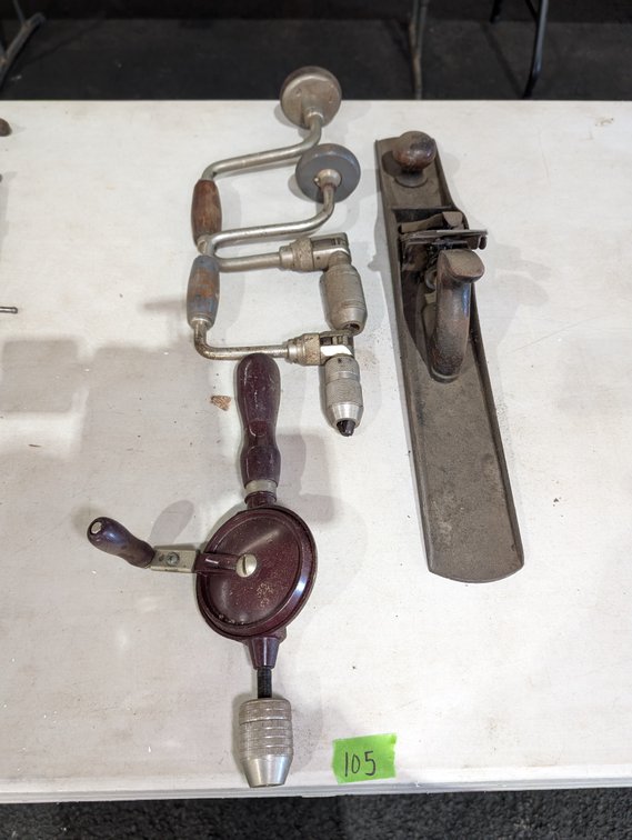 Vintage Woodworking Tools Lot incl. Hand Drills, Brace & Jointer Plane