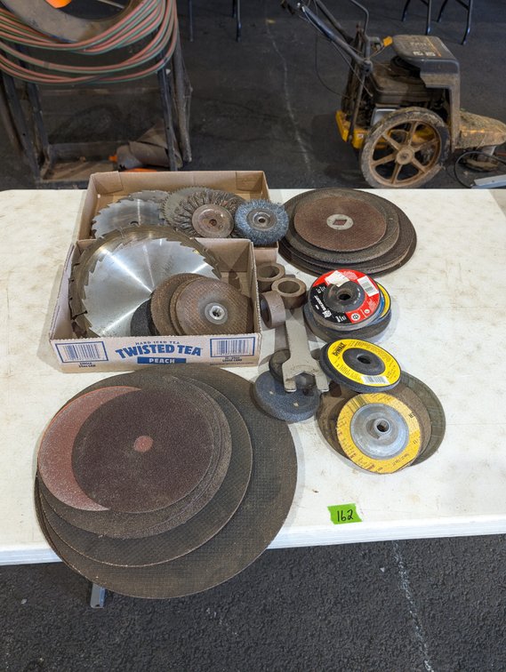 Large Assortment of Grinding Wheels, Circular Saw Blades & Wire Brushes
