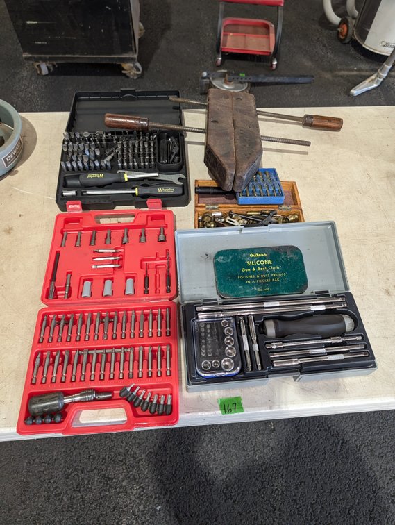 Assorted Screwdriver & Bit Sets, Wooden Hand Screw Clamp & Outers Gun Cleaning Kit