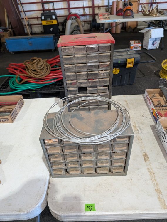 Pair of Multi-Drawer Parts Organizer Cabinets with Coiled Wire Cable