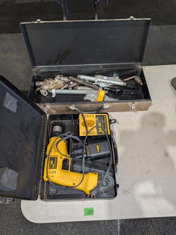 DeWalt Cordless Drill Kit in Hard Case & Metal Box with Pipe Fittings