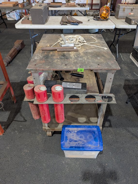 Heavy Duty Metal Mobile Utility Cart / Welding Workstation with Storage Tube Holders
