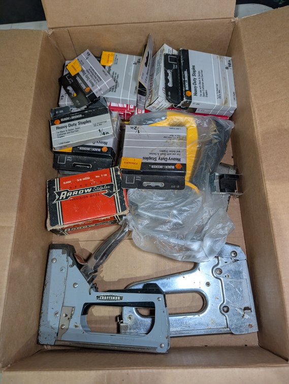 Box Lot of Craftsman Heavy-Duty Staple Guns & Assorted Staple Packs