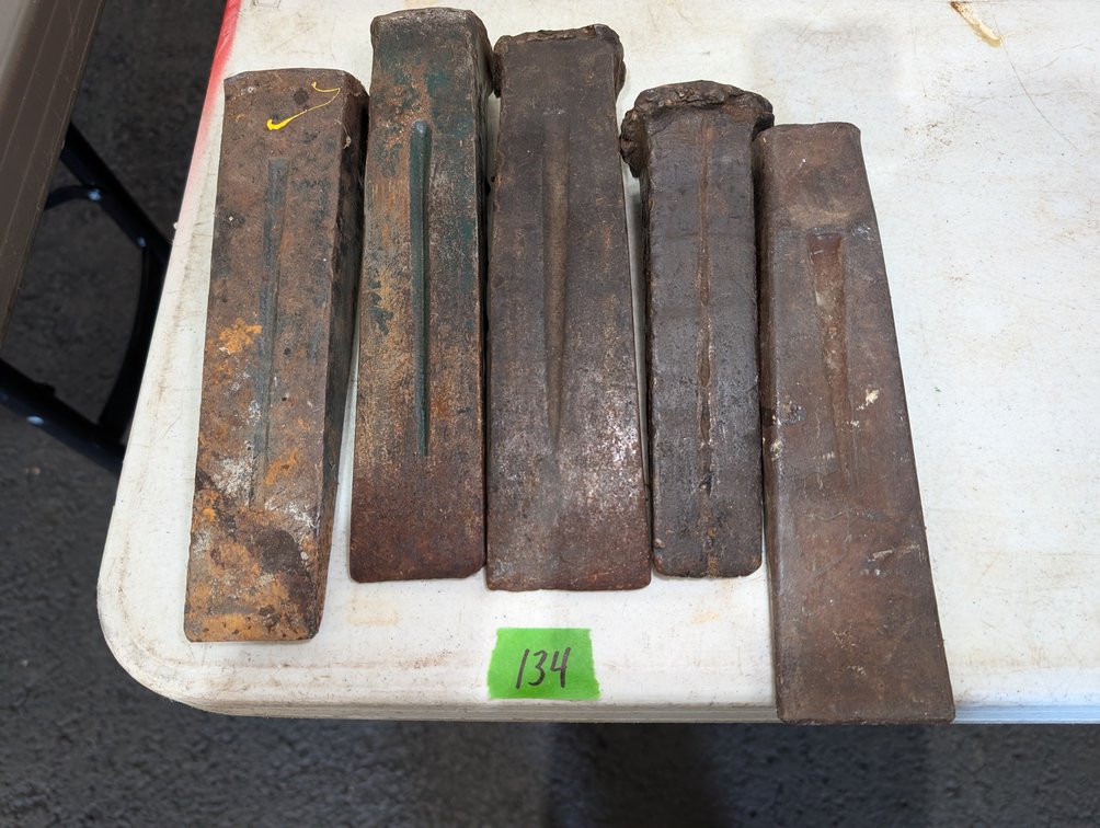 Group of 5 Heavy-Duty Cast Iron / Steel Wood Splitting Wedges