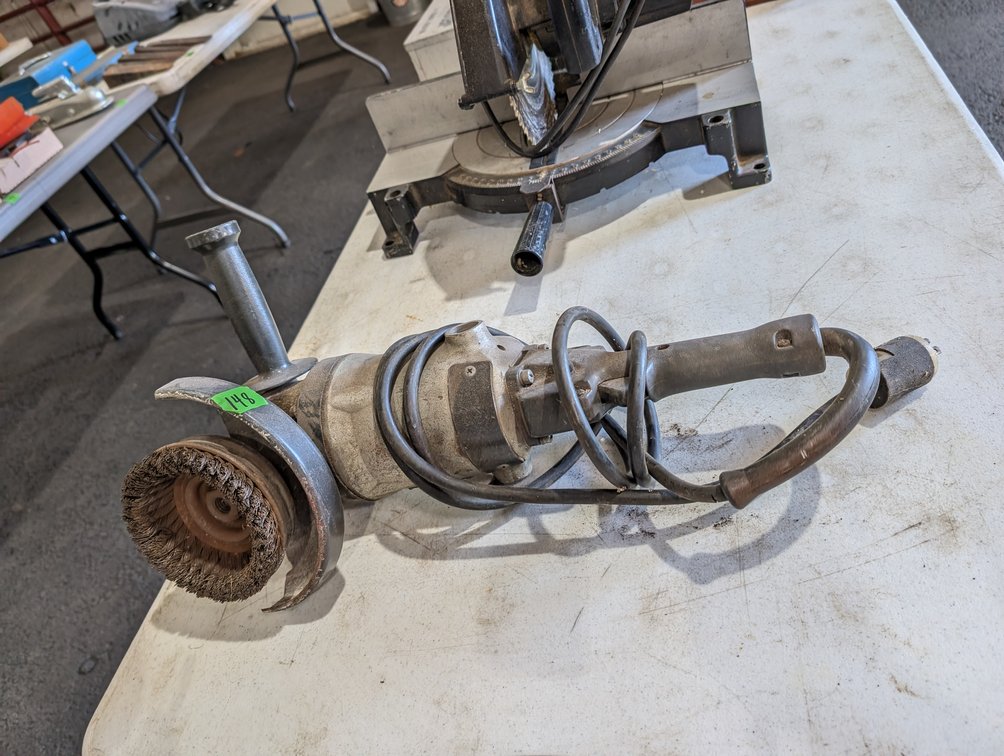 Heavy-Duty Electric Angle Grinder with Wire Cup Brush Attachment
