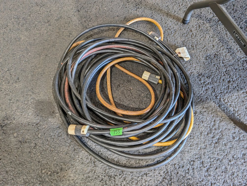 Coiled Heavy-Duty Extension Cord & Heavy Electrical Power Cable Lot