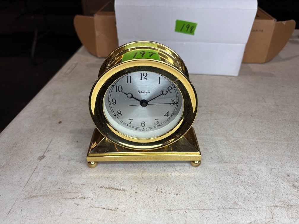Chelsea Brass Desk Clock on Footed Base