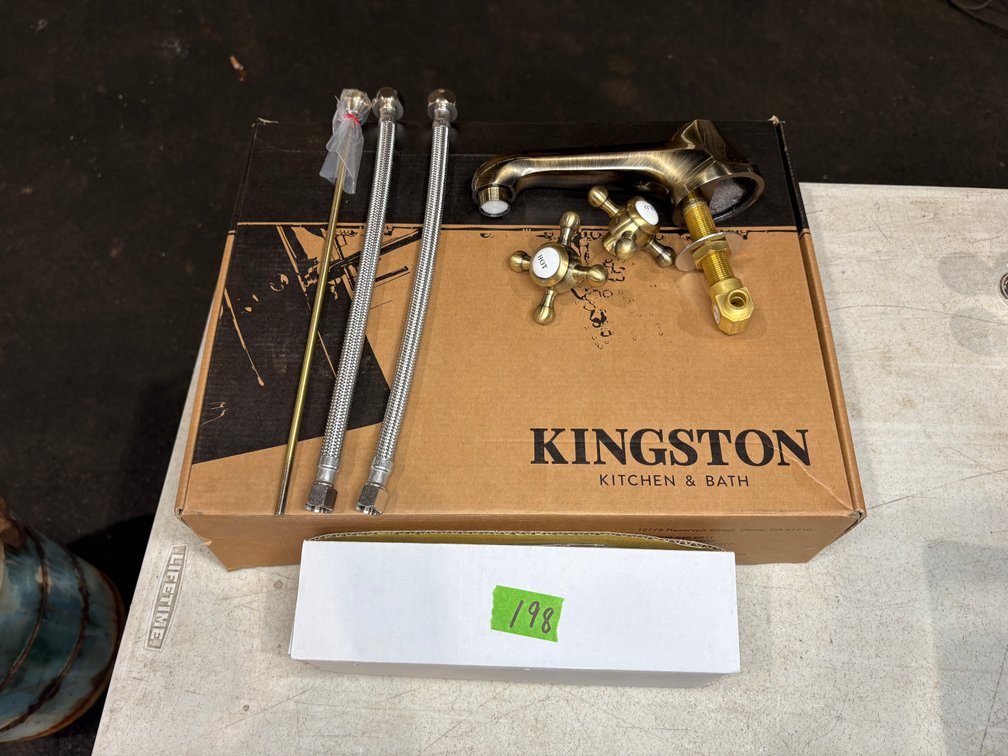 Kingston Brass Antique Brass Finish Bathroom Faucet Set with Supply Lines