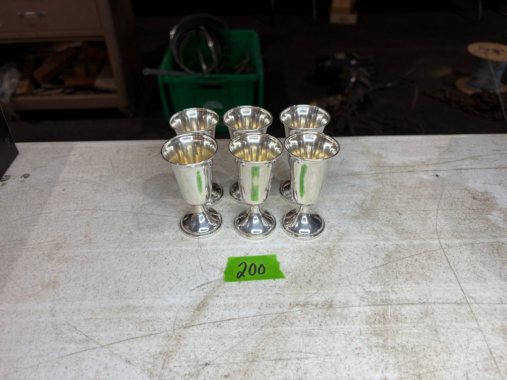 Set of 6 Sterling Silver Cordial Glasses / Goblets