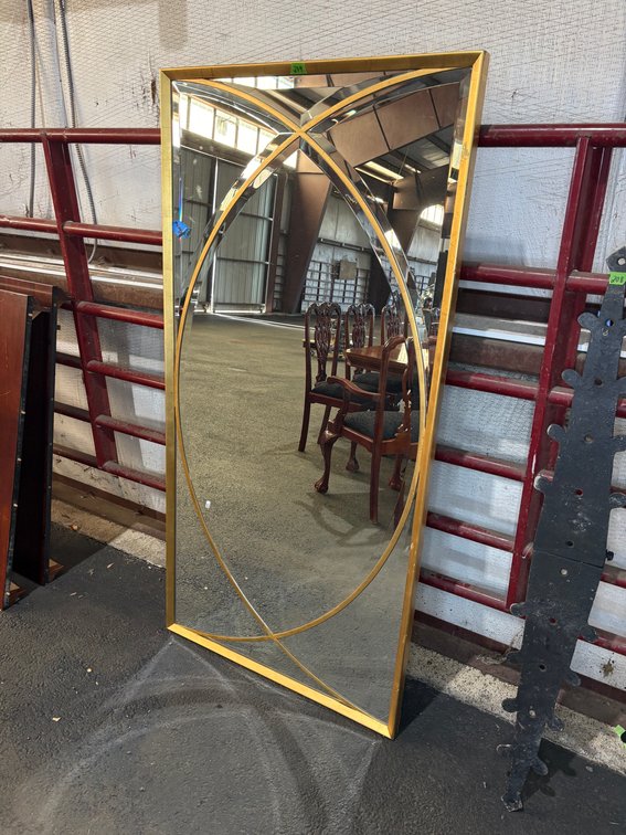 Modern Gold Framed Wall Mirror with Overlapping Oval Design