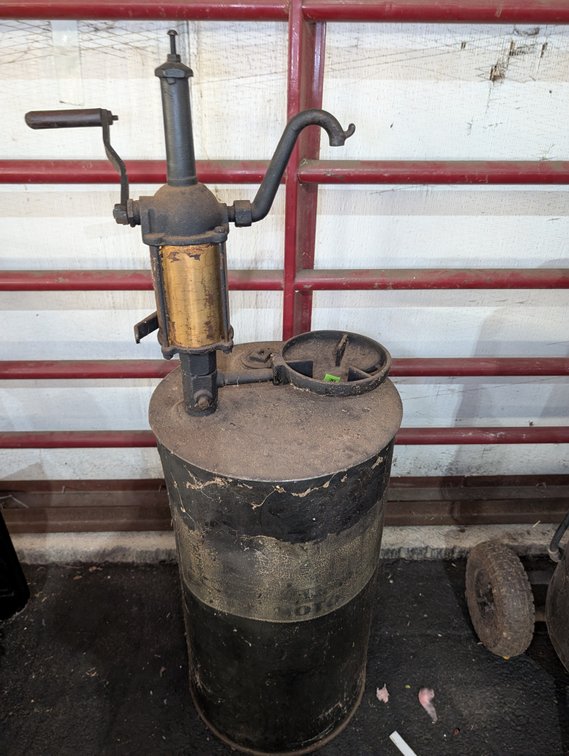 Antique Hand-Crank Drum Oil/Lube Pump Barrel