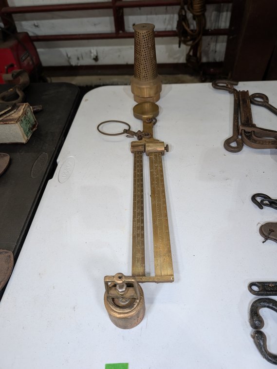 Antique Brass Grain Scale Beam with Foot Valve & Ring