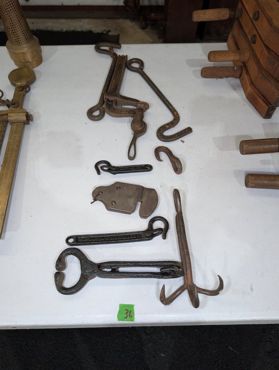 Vintage Bull Lead, Grappling Hooks, Hay Hooks & Hardware Lot